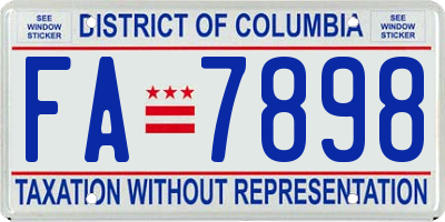 DC license plate FA7898