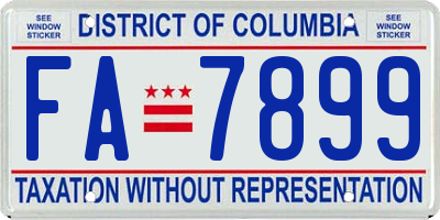 DC license plate FA7899