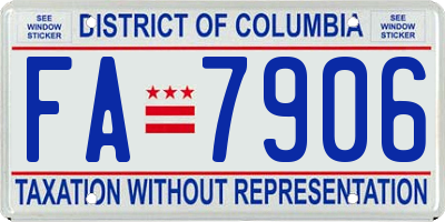 DC license plate FA7906