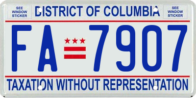 DC license plate FA7907