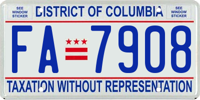 DC license plate FA7908