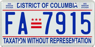 DC license plate FA7915