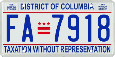 DC license plate FA7918