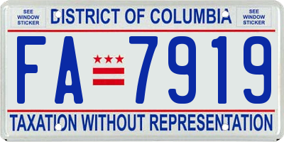 DC license plate FA7919