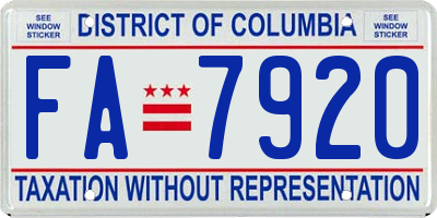 DC license plate FA7920