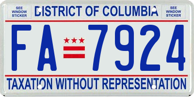 DC license plate FA7924