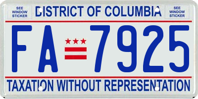 DC license plate FA7925