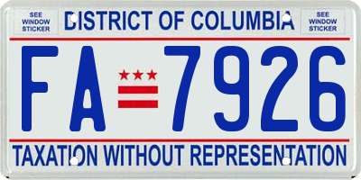 DC license plate FA7926