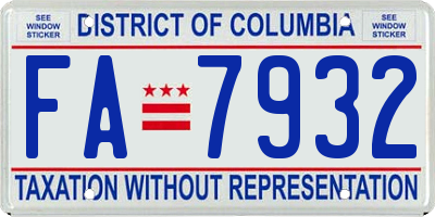 DC license plate FA7932