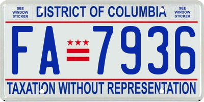 DC license plate FA7936