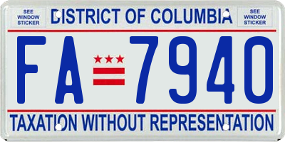 DC license plate FA7940