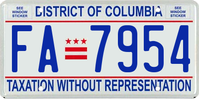 DC license plate FA7954