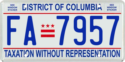 DC license plate FA7957