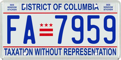 DC license plate FA7959