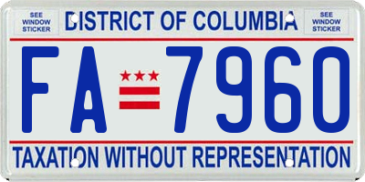 DC license plate FA7960