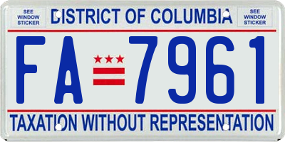 DC license plate FA7961