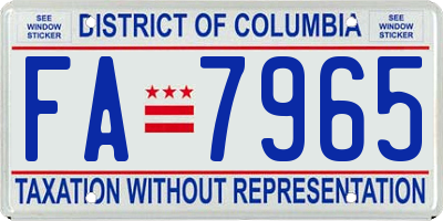 DC license plate FA7965