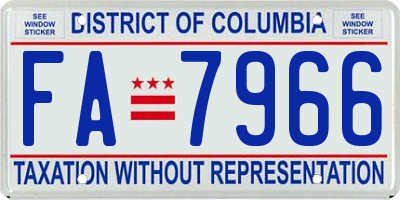 DC license plate FA7966