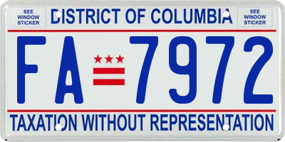 DC license plate FA7972