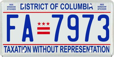 DC license plate FA7973