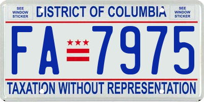 DC license plate FA7975