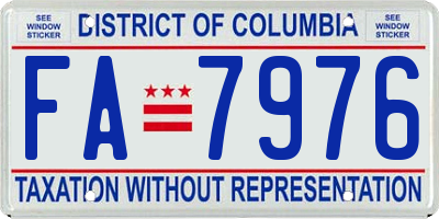 DC license plate FA7976