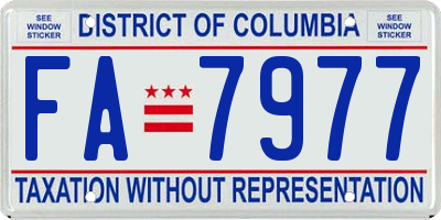 DC license plate FA7977