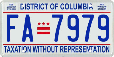 DC license plate FA7979