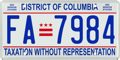 DC license plate FA7984