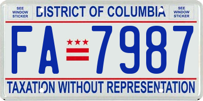 DC license plate FA7987