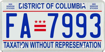 DC license plate FA7993