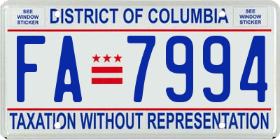 DC license plate FA7994