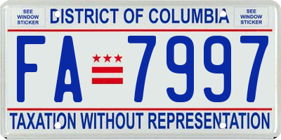 DC license plate FA7997