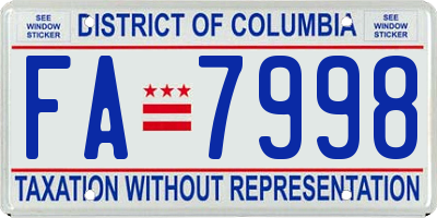 DC license plate FA7998