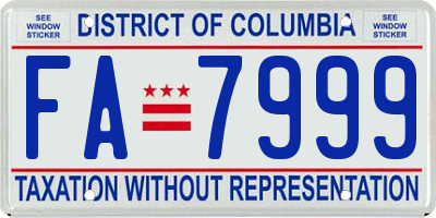 DC license plate FA7999