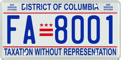 DC license plate FA8001