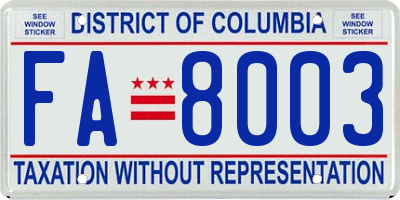 DC license plate FA8003