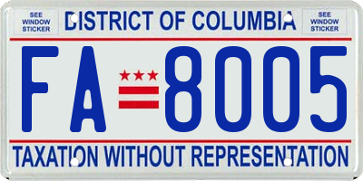 DC license plate FA8005