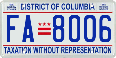 DC license plate FA8006