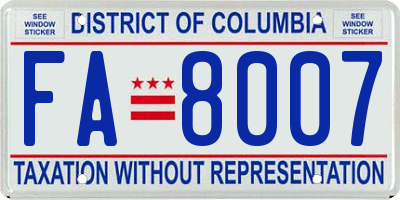 DC license plate FA8007