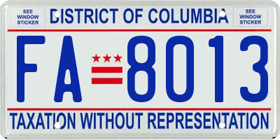 DC license plate FA8013