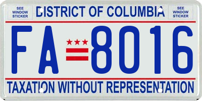 DC license plate FA8016