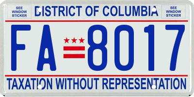 DC license plate FA8017