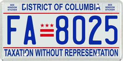 DC license plate FA8025