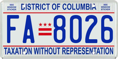 DC license plate FA8026