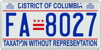 DC license plate FA8027