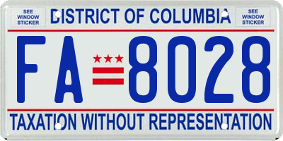 DC license plate FA8028