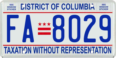 DC license plate FA8029