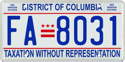 DC license plate FA8031