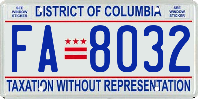 DC license plate FA8032